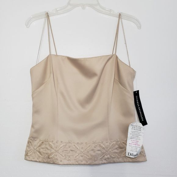 NWT Donna Morgan Ivory Camisole Style Lined Blouse with Embroidered Hem, Size 8 - Picture 9 of 10